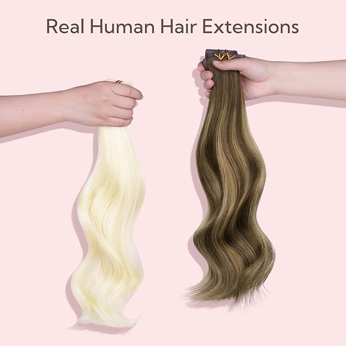 HOTBANANA Seamless Clip in Hair Extensions, 22 Inch 110g 7pcs Chocolate Brown with Honey Blonde Invisible PU Skin Weft Straight Remy Human Hair Extensions
