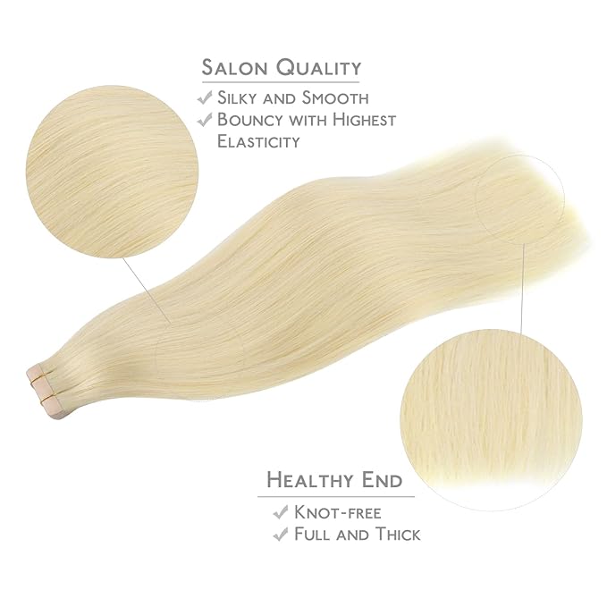 WENNALIFE Tape in Hair Extensions Human Hair, 20pcs 50g 24 inch Remy Hair Extensions Straight Human Hair Tape in Extensions