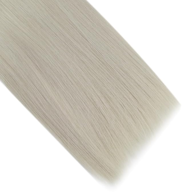 Full Shine Micro Loop Hair Extensions Real Human Hair Ice Blonde Soft Natural Human Hair 14 Inch Microlink Hair Extensions 50G with 7G Micro Beads Cold Fusion Extensions for Women