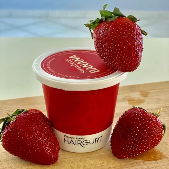 Strawberry Banana Smoothing Hair Mask for Color-Treated and Extremely Dry Damaged Hair - Professional Deep Conditioning Treatment - Intense Hydration - Frizz Control - Sulfate-Free - 6 oz