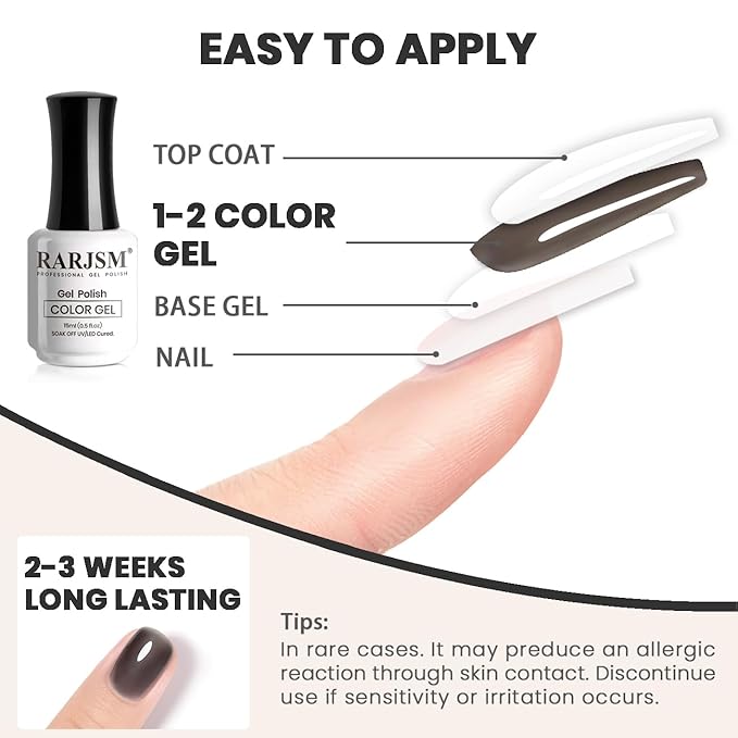 RARJSM Jelly Black Nude Gel Nail Polish Sheer Black Clear Glass Gel Polish Neutral Transparent Crystal Colors Nail Gel Polish 15ml Single Bottle Soak off UV LED Cured for Home Salon DIY Manicure