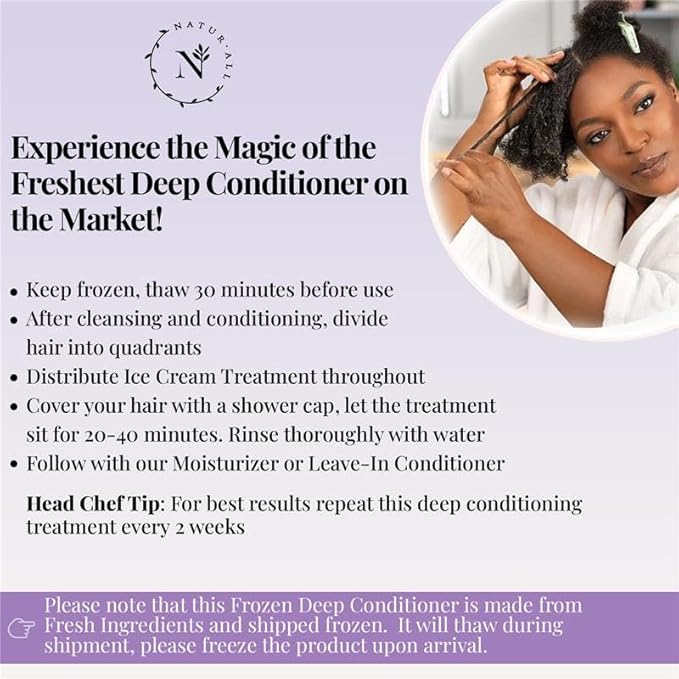 NaturAll Hair Mask - 4 Oz. Deep Conditioning for Dry Damaged Hair and Growth Hydrating Ice Cream Treatment Ideal for All Hair Types (Lavender & Tea Tree)
