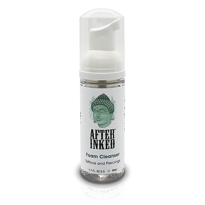 After Inked Tattoo & Piercing Aftercare Foam Cleanser - Quality Wash Soap Cleanser for Tattoos, Body Modifications and Piercings including Ear, Nose and Belly Button Foam Bottle, 1.7 oz