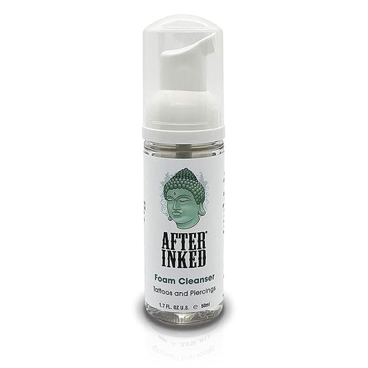 After Inked Tattoo & Piercing Aftercare Foam Cleanser - Quality Wash Soap Cleanser for Tattoos, Body Modifications and Piercings including Ear, Nose and Belly Button Foam Bottle, 1.7 oz