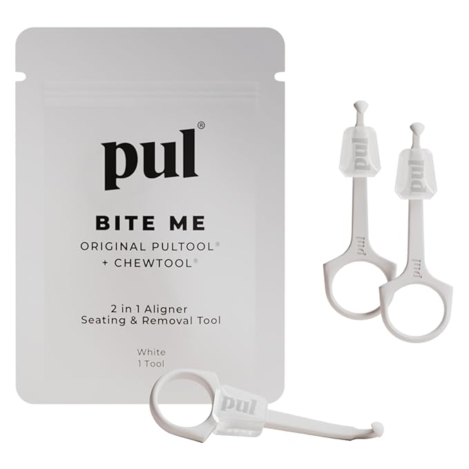PUL Pack of 3 Reusable 2-in-1 Aligner Seating Chewie & Removal Tool — Compatible with Invisalign, Removable Braces, Retainers & Trays – Easy-to-Use Remover & Chew, Dental & Oral Hygiene Care – White
