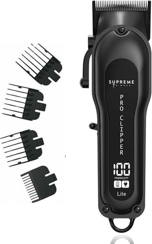 Supreme Trimmer Pro Clipper Lite | 210 Min Run Time Professional Hair Cutting Tool Set + Hair Comb, Scissors & Fade Blade | STC5000