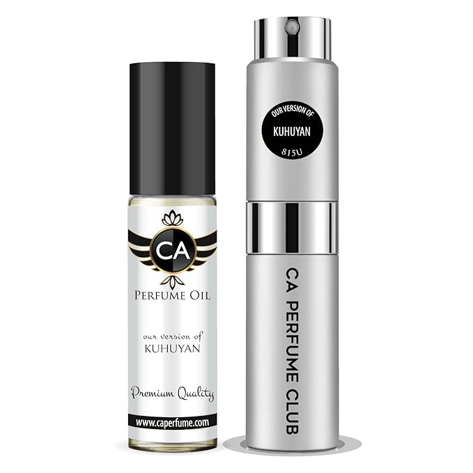 CA Perfume Duo Impression of Kuhuyan For Women And Men Perfume Layering Set Long Lasting Travel Size EDP + Body Oil Roll-On Bottle 0.27 Fl Oz+0.33 Fl Oz