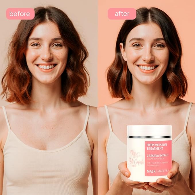I Belli Capelli Venice Cassava Extract & Argan Oil Hair Mask - Anti-Frizz Keratin Hair Treatment for Dry Damaged Hair - Anti Breakage Hair Products for Women, Moisturizing, Repairing - 2x 17.6oz