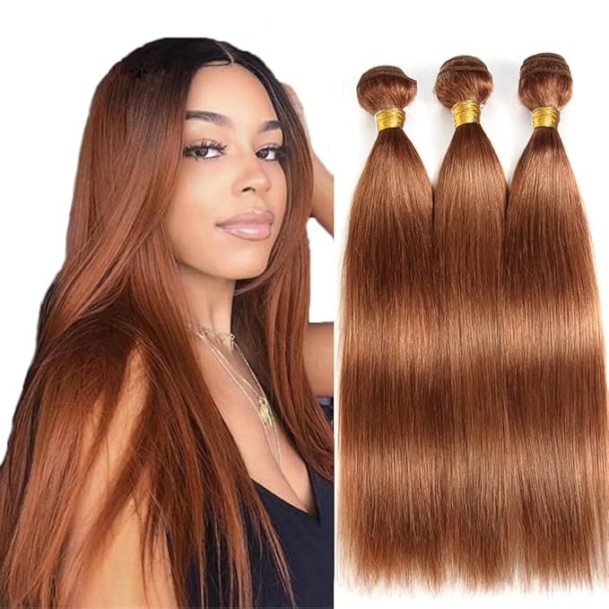 Light Brown Straight Bundles Human Hair Color #30 Human Hair Bundles 18 20 22 Inch Brazilian Virgin Hai Extensions Brown Straight Bundles Human Hair