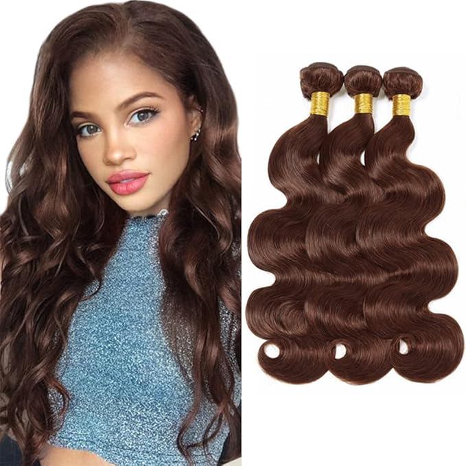 Dark Brown Bundles Human Hair #4 Body Wave Bundle 22 22 22 Inch Peruvian Chocolate Brown Body Wave Bundles Human Hair Extensions