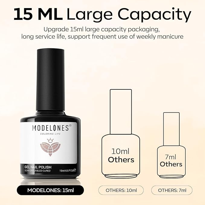 modelones Silk Cat Eye Gel Nail Polish,Pearl Nude Gel Polish Glitter Glass Polish with Magnet Soak Off Led Shimmer Shell 15 ML