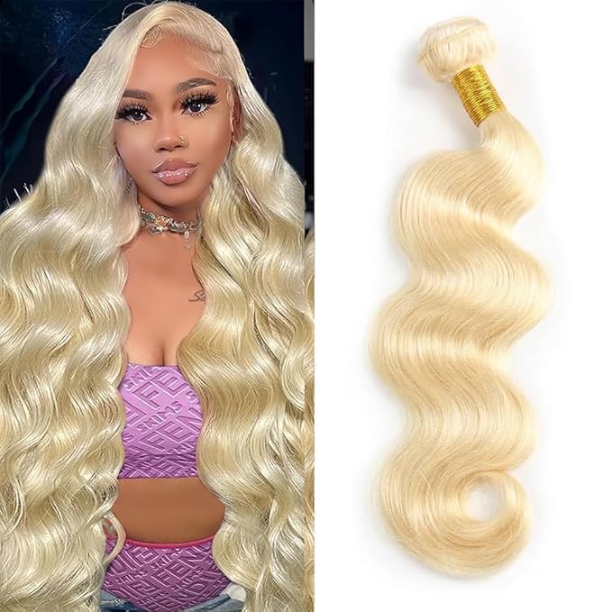 CFY 20 Inch 613 Bundles Human Hair 1 Bundle Blonde Bundles Human Hair 100% Unprocessed 14A Grade Brazilian Virgin Raw Weave Bundles Human hair 613 Body Wave Bundles Human Hair Extensions for Women