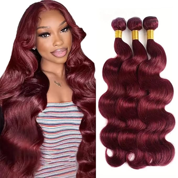 26 28 30 inch Burgundy Bundles 99j Body Wave Human Hair Bundles Red Human Hair Bundle Burgundy Body Wave Bundle