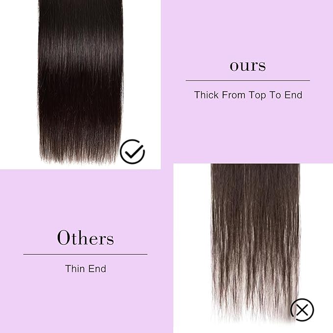 Straight Bundles Human Hair 20 22 24 26 Inch 4 Bundles Straight Hair 10A Double Weft Hair Extensions for Black Women 100% Unprocessed Virgin Human Hair Weave Natural Black