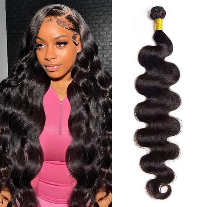 Body Wave Human Hair 12A Body Wave 100% Unprocessed Brazilian Virgin Hair Bundles Deals Extensions Weave Natural Black (30 Inch)