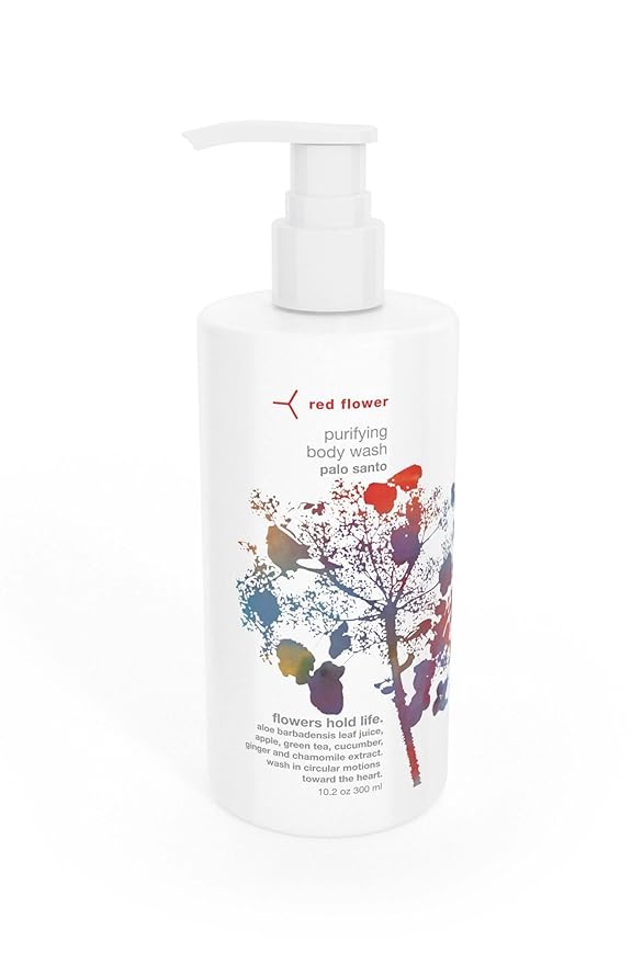 Red Flower Palo Santo Purifying Body Wash – Cleanse & Hytdrate Botanical Shower Gel with Organic Fruit & Leaf Extracts for Hydrated, Radiant Skin (10 oz)