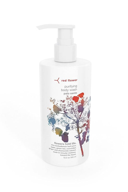 Red Flower Palo Santo Purifying Body Wash – Cleanse & Hytdrate Botanical Shower Gel with Organic Fruit & Leaf Extracts for Hydrated, Radiant Skin (10 oz)
