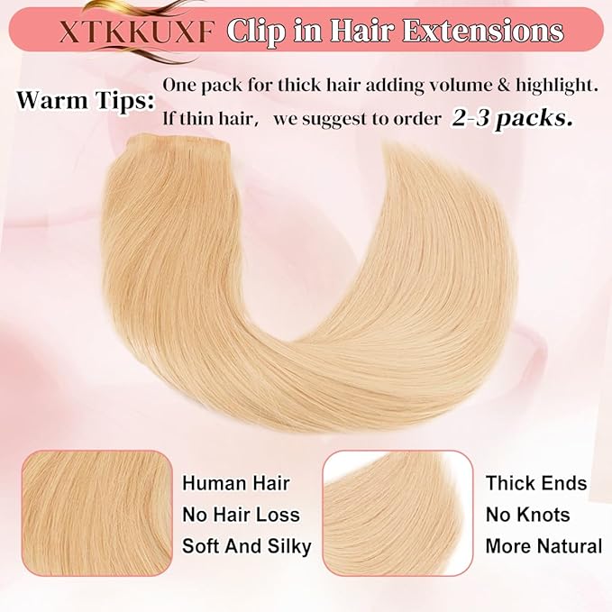 Seamless Clip in Hair Extensions Real Human Hair For Women 125g 20 Inch Light Ash Blonde and Platinum Blonde Balayage Invisible PU Skin Weft Remy Human Hair Extensions clip ins 7Pcs 18 Clips