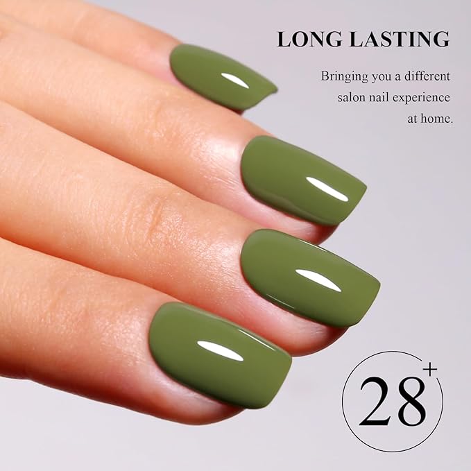 Imtiti Olive Green Gel Nail Polish, 1Pcs Sage Green Soak Off UV LED Gel Polish, Long Lasting, Nail Art Manicure Salon DIY at Home for Fall and Winter (0.34 Fl Oz-1910)