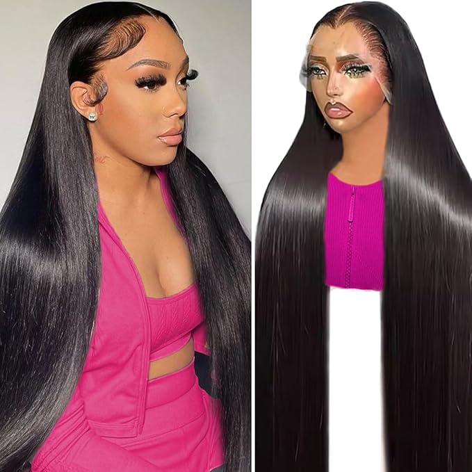 13x6 Lace Front Wigs Human Hair 200 Density Straight HD Lace Front Wigs Pre Plucked Straight Glueless Human Hair 13x6 HD Frontal Human Hair Wig for Women 36 Inch
