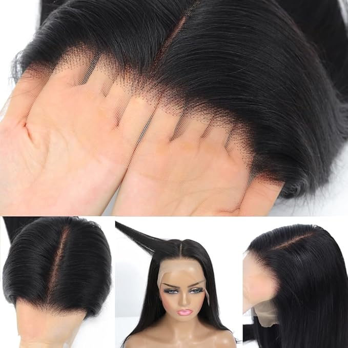 30 inch Lace Front Wig Human Hair 13x6 Straight Lace Front Wigs 250% Density HD Transparent Lace Front Wigs 13x6 Lace Front Wigs Human Hair Pre Plucked with Baby Hair (straight wigs, 30 Inch)