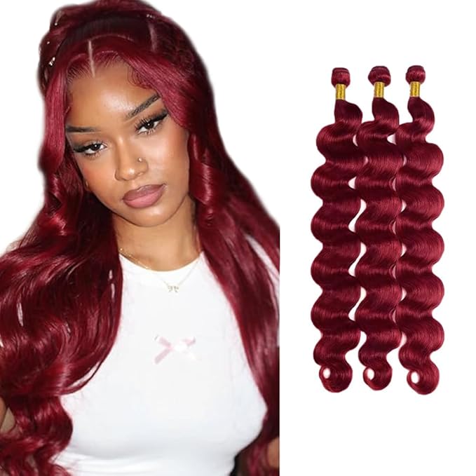 99J Human Hair Bundles Burgundy Body Wave Bundles 16 18 20 inch Red Bundle Human Hair 99j Body Wave Bundle 150g