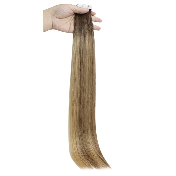 Full Shine Seamless Inject Tape in Extensions 5Pcs Virgin Tape Hair Color 3/8/22 Real Human Hair Extensions Invisible Tape in Hair Extensions Remy Human Hair for Women 22 Inch 12.5 Gram