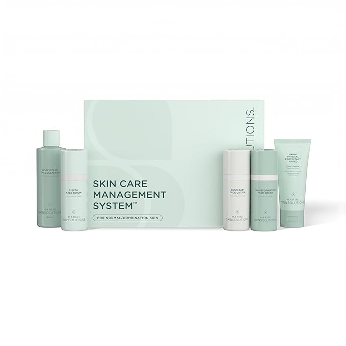 Marini SkinSolutions Skin Care Management System, Normal to Combination Skin with Physical Protectant Tinted SPF 45 - Cruelty Free - Made in the USA