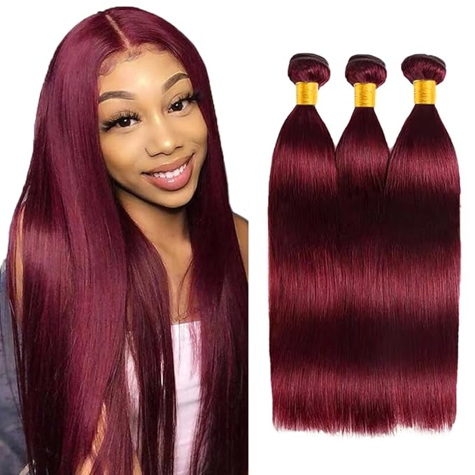 22 24 26 inch Burgundy Bundles Human Hair 99J Straight Bundles Red Human Hair Bundle Burgundy Straight Bundle