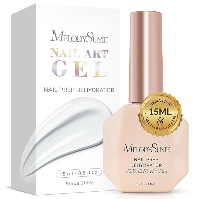 MelodySusie 15ml Nail Dehydrator HEMA Free Professional Nail Prep for Press On,Acrylic Gel Polish,Fast Dry for Long-Lasting Manicure at Home & Salon Use 0.5oz