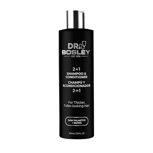 Dr. Bosley 2-in-1 Shampoo & Conditioner – Biotin & Saw Palmetto – Sulfate-Free Thickening Formula for Thicker, Fuller-Looking Hair – Strengthens & Volumizes – 10.1 fl oz