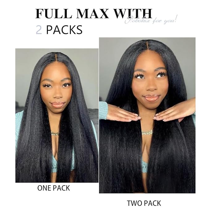Kinky Straight Clip in Hair Extensions Real Human Hair 2 Pack 240g Seamless Clip in Hair Extensions for Women Full Max with 16Pcs PU Skin Weft 14inch Natural Black