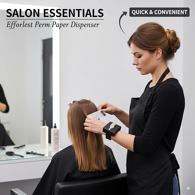 180Pcs Salon Perm Paper Wrist Dispenser Box - Ultra Thin Hair Dye & Perm End Papers, Heat Resistant Wristband for Barber Shop & Home Use
