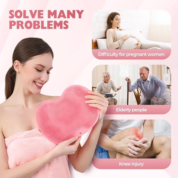 2026 New Silicone Shower Foot Scrubber Mat, Foot Back Cleaning Pad Back Washer Exfoliating Bath Wash Pad, Shower Foot Scrubber Mat with Non-Slip Suction Cups (Brown)