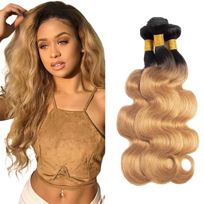 Ombre Human Hair Bundles 1B27 Body Wave Bundle Ombre Body Wave 3 Bundles/150g 24 26 28 Inch Brazilian Unprocessed Virgin Hair Extensions