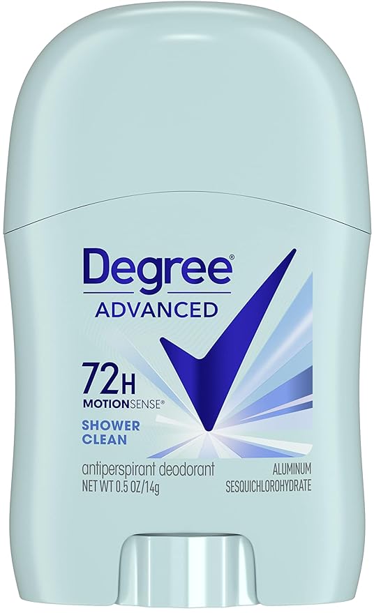 Degree Women’s Travel Deodorant Shower Clean 18-Pack – 72H Body Heat Activated Mini Antiperspirant, 0.5 Oz Ea