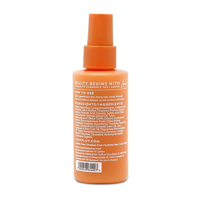 TruffLuv | Nourish Collection Argan Leave-In Mask, Infused with Black Truffle Extract, Anti-Frizz Conditioning Spray, Detangles, Hydrates and Strengthens, Paraben Free, Sulfate Free, 4.22 Fl Oz