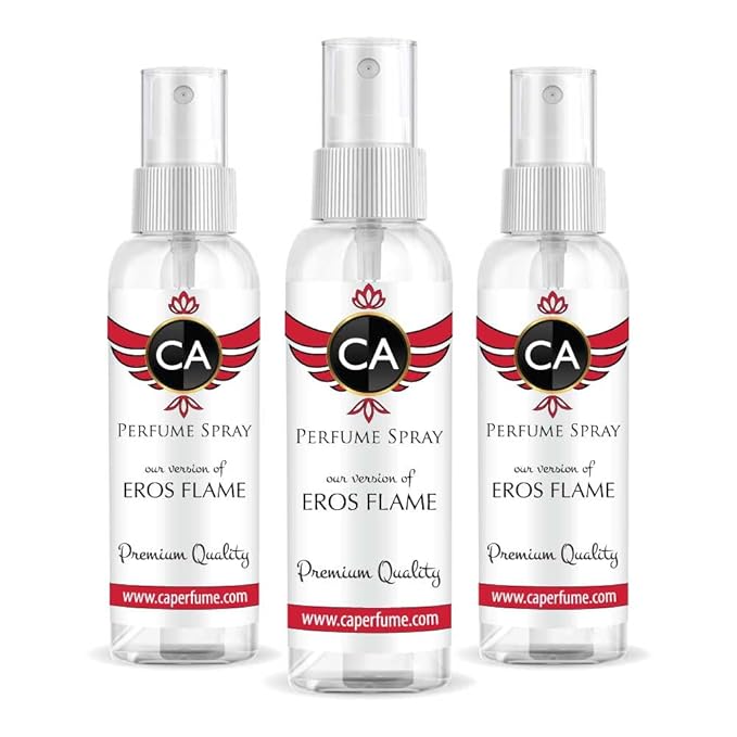 CA Perfume Eco Refill Impression of Eros Flame For Men EDP Perfume Concentrated Long Lasting Eau de Parfum Spray Refillable Atomizer Bottle 2 Fl Oz/60ml-X3