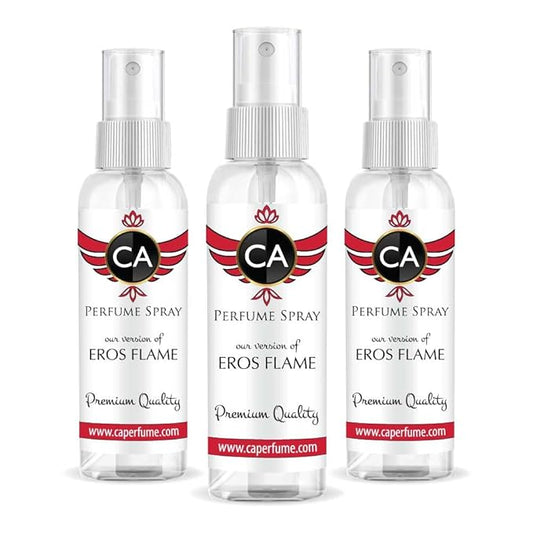 CA Perfume Eco Refill Impression of Eros Flame For Men EDP Perfume Concentrated Long Lasting Eau de Parfum Spray Refillable Atomizer Bottle 2 Fl Oz/60ml-X3