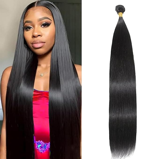 Human Hair Bundles,Straight 1 Bundles 18 Inch,16A Bundles Human Hair,100% Unprocessed Virgin Brazilian Hair Extensions Double Weft, Quick Weave Sew In Hair Bundle