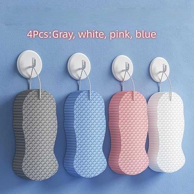 4Pcs, 3D Magic Exfoliating Bath Sponge,Magic Exfoliating Sponges for Body,Skin Friendly and Reusable for Adults Children and Pregnant Women Alternative to exfoliating Gloves