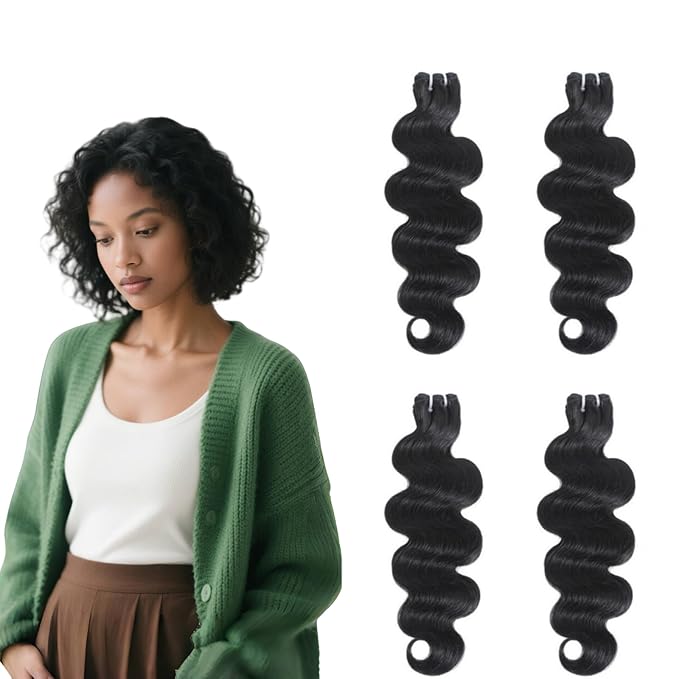 12A Body Wave Human Hair 4 Bundles – (10-10-12-12 Inch) Unprocessed Brazilian Virgin Hair, Quick Weave, Natural Black, 100% Real Human Hair for Occasion-Ready Looks