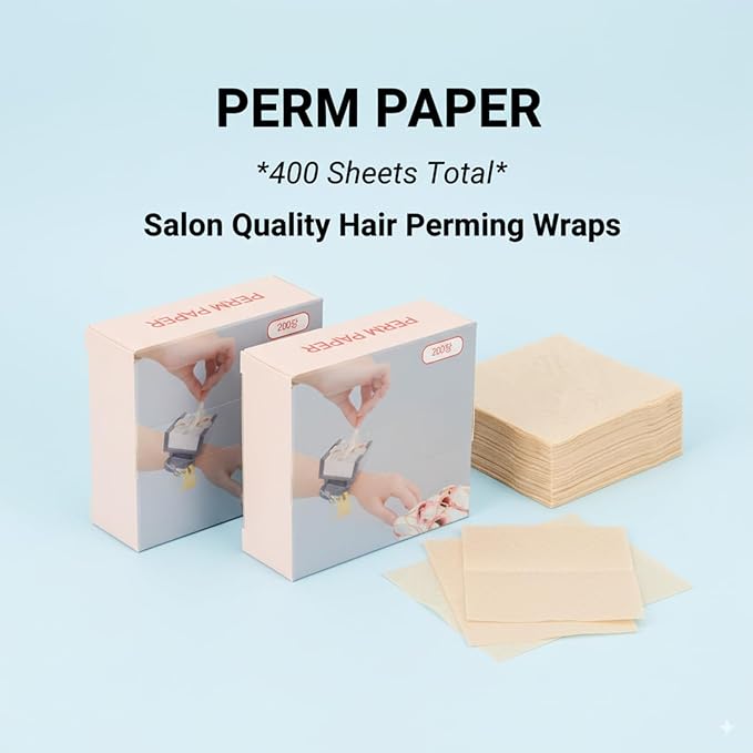 400 Sheets Disposable Perm Paper - Ultra Thin & Breathable Salon Hair Perming End Wraps for Hot/Cold Perms, High Temp Resistant for Salon & Home Use (White)