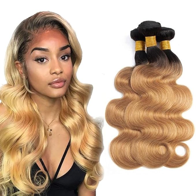 Ombre Bundles Human Hair 1B27 Body Wave Bundle 18 20 22 Inch Honey Blonde Bundle Brazilian Unprocessed Virgin Hair 3 Bundles