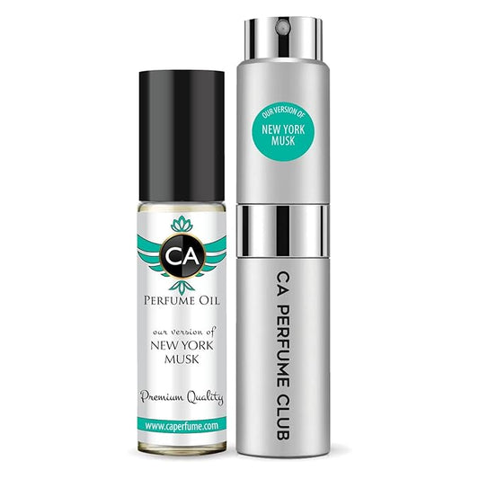 CA Perfume Duo Impression of New York Musk For Women And Men Perfume Layering Set Long Lasting Travel Size EDP + Body Oil Roll-On Bottle 0.27 Fl Oz+0.33 Fl Oz