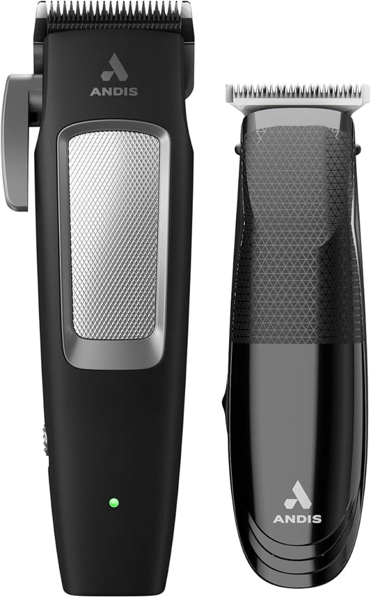 Andis 561506 inCRED Cordless Adjustable Hair Clipper & Close-Cutting T-Blade Trimmer Combo Set, 23-Piece Kit, Powerful Motor, Lithium-Ion Battery, Black