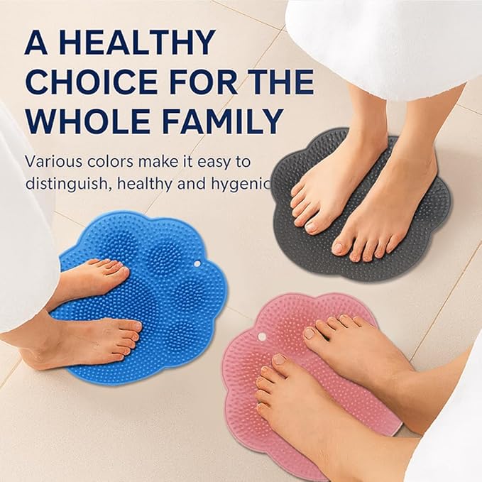 Shower Foot Scrubber Mat – Silicone Foot Brush with Non-Slip Suction Cups, Exfoliating & Massage Pad for Feet and Back Cleaning, Refreshing Shower Experience(4-Pack)