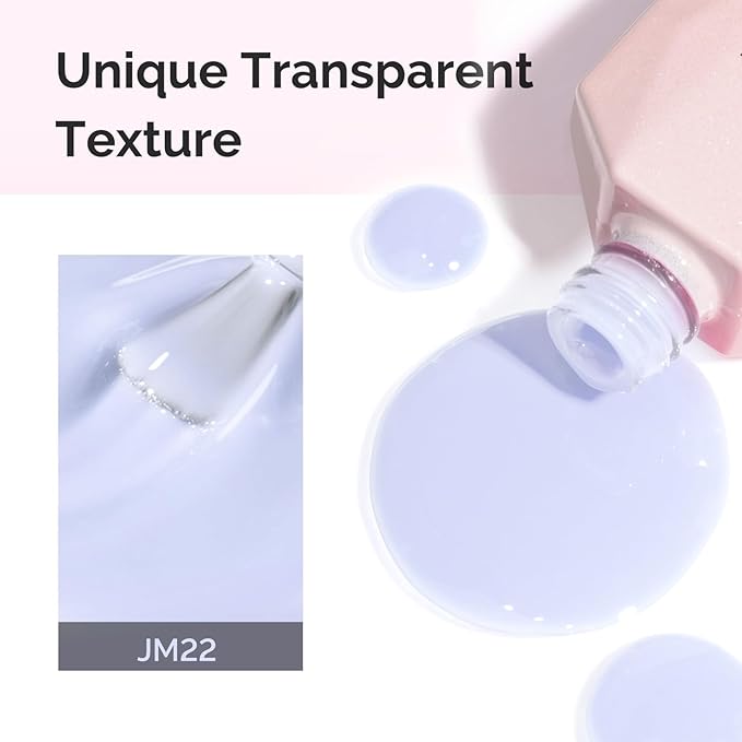 MelodySusie Jeweliver White Jelly Gel Polish, 0.5Fl Oz Milky White Lavender Gel Nail Polish Sheer Translucent Nude Soak Off UV LED Light Cure Gift for Women Manicure Nail Art DIY at Home JM22