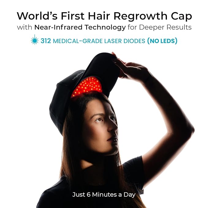 Capillus SPECTRUM Red Light Therapy Cap, Red Light Hat, 312 Laser Hair Growth Cap, Red Light Cap For Hair Regrowth, Near Infrared Red Light Therapy For Hair Growth, LLLT +Bluetooth Battery