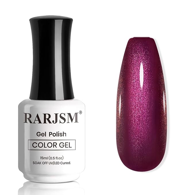 RARJSM Chameleon Gel Nail Polish Orange to Dark Purple Sparkle Shimmer Multichrome Wine Red Color Changing Gradient Glitter Chrome Gel Polish Curing Requires Soak Off DIY at Home Salon 15ml